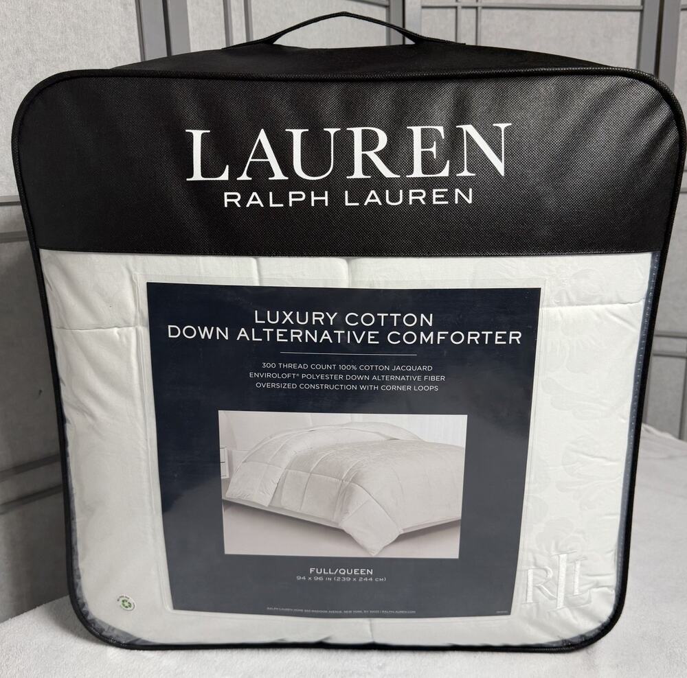 Ralph Lauren Jacquard Cotton 300 Thread Count Down Alternative Comforter - Queen